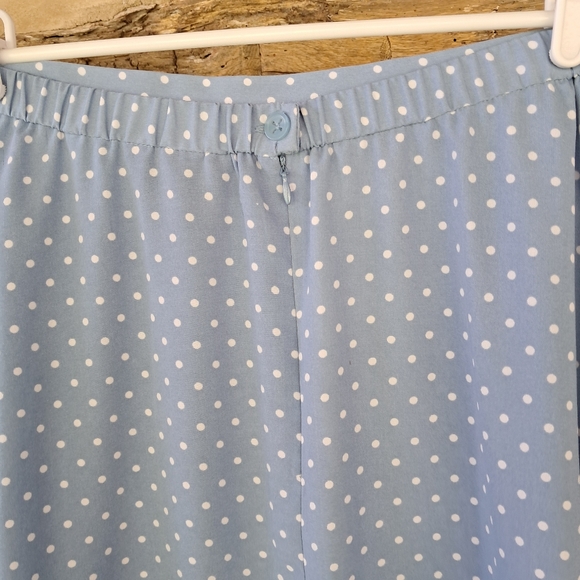 Koret Light Blue & White Polkadot A Line Polyester Maxi Skirt Size 10 - Picture 5 of 6